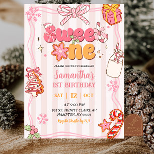 Süße Retro-Weihnachts-Winter-Girl Sweet One  Einladung