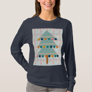 Süße Retro-Weihnachtsbaum-Kunst auf T-Shirt