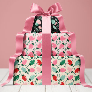Süße Retro-Weihnachtsbeleuchtung Geschenkpapier Set