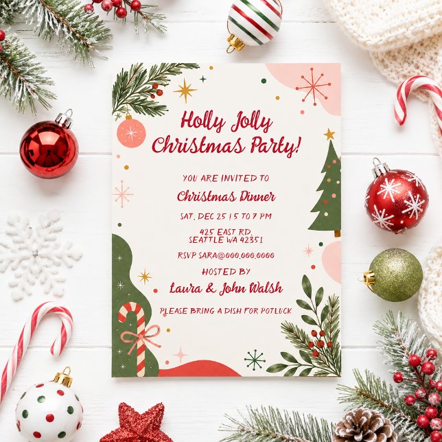 Süße Retro-Weihnachtsfeier Einladung (retro holiday invitation
)