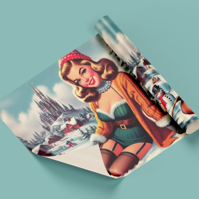 Süße Retro-Winter-Pin-up Geschenkpapier (Von Creator hochgeladen)