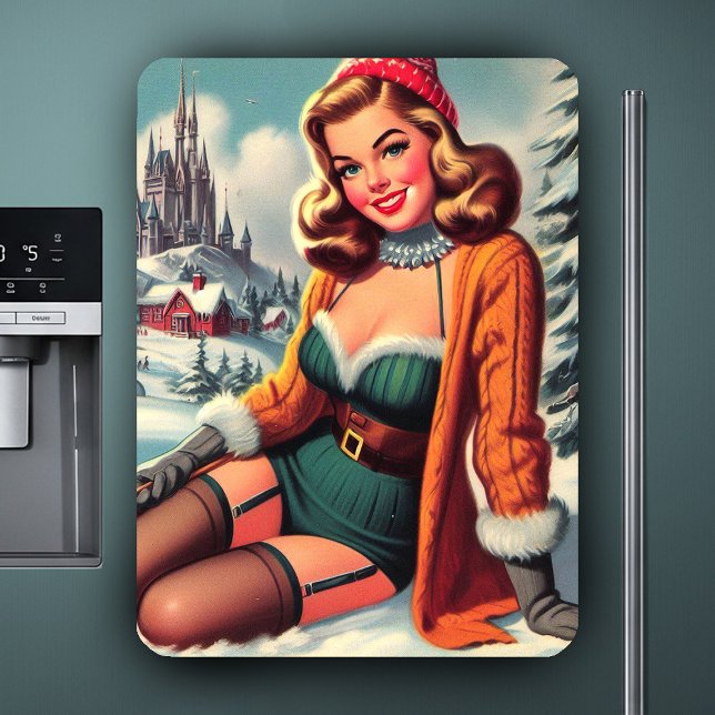 Süße Retro-Winter-Pin-up Magnet (Von Creator hochgeladen)
