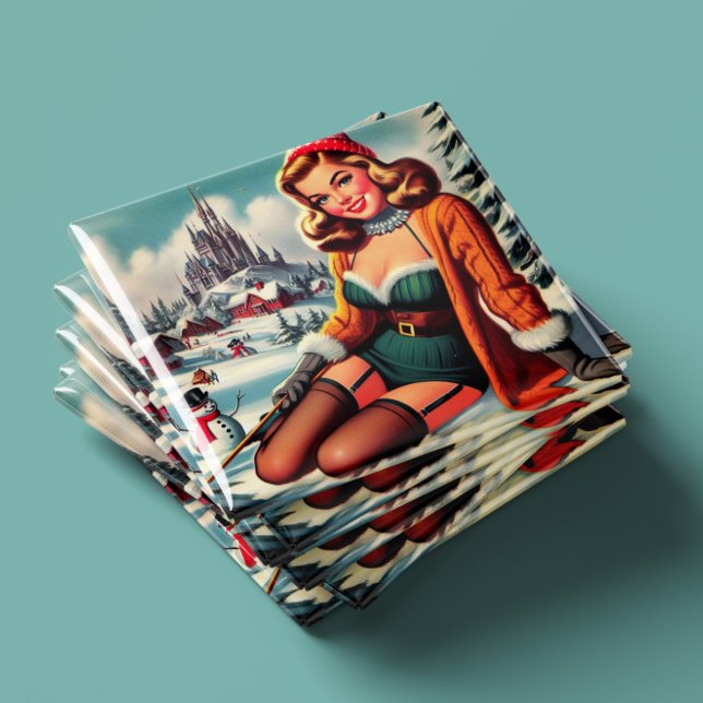 Süße Retro-Winter-Pin-up Magnet (Von Creator hochgeladen)