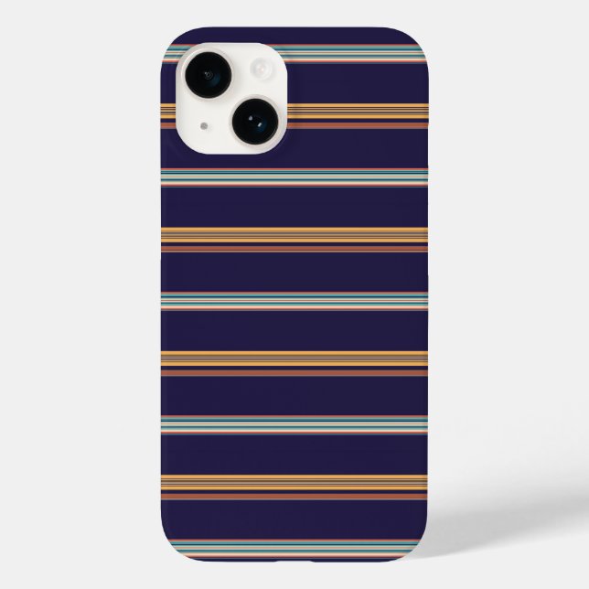 Süße retroblaue Streifen Case-Mate iPhone Hülle (Rückseite)