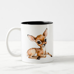 Süße Ricke entspannt sich, Geschenk für Reh-Liebha Zweifarbige Tasse