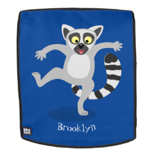 Süße Ringelschwanzmaki tanzende Cartoon-Illustrati Rucksack