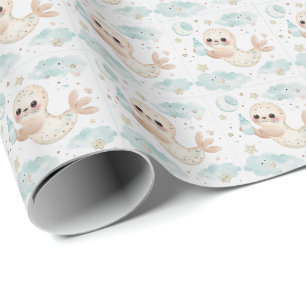 Süße Robben-Baby-Pastell-Wasserfarben-Muster  Geschenkpapier