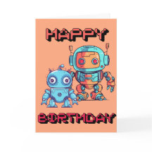 Süße Robot Happy Birthday-Karte für Kinder