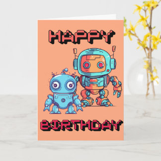 Süße Robot Happy Birthday-Karte für Kinder Karte