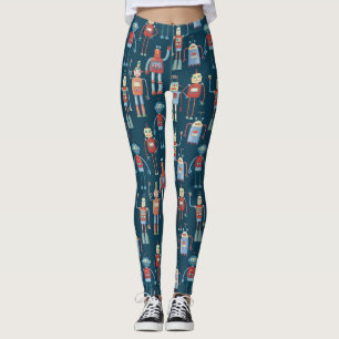 Süße Roboter im Retro-Stil der 1950er Jahre Leggings