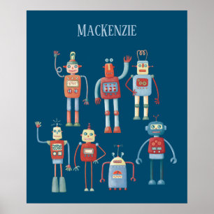 Süße Roboter Personalisiertes Poster