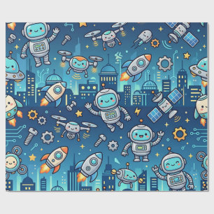 Süße Roboterstadt-Geschenkpapier Geschenkpapier
