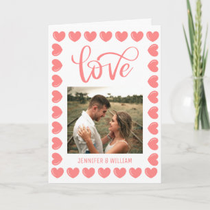 Süße Romantik Rosa Herz Foto Valentinstag Karte