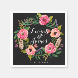 Süße romantische Aquarellfarben-Blume Serviette