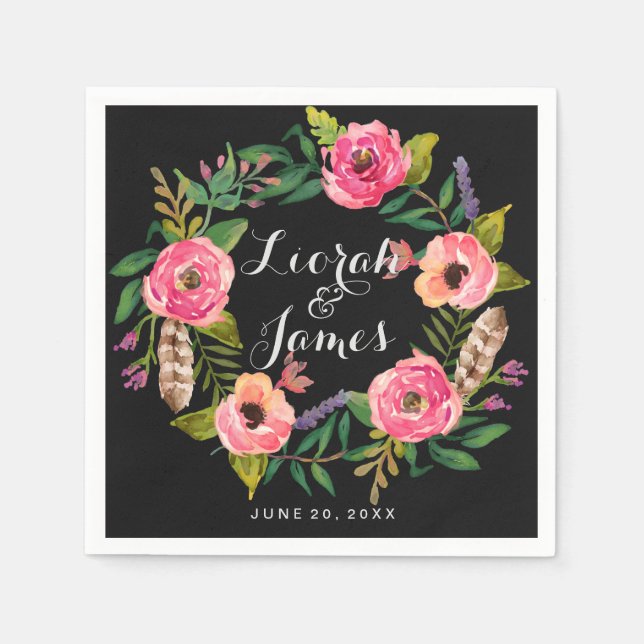 Süße romantische Aquarellfarben-Blume Serviette (Vorderseite)