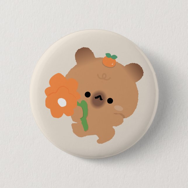 Süße romantische Capybara Button (Vorderseite)