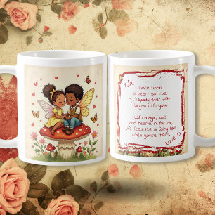 Süße romantische Feen und Liebesgedicht Kaffeetasse