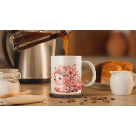 Süße romantische florale Illustration eines Igel-D Tasse