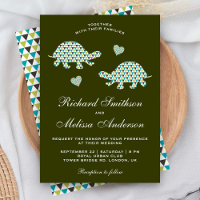 Süße romantische Hochzeitseinladung mit Schildkröt