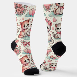 Süße Romantische Katzen-Socken – Anbetungswürdige Socken