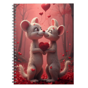 Süße romantische Mäuse zum Valentinstag verliebt Notizblock