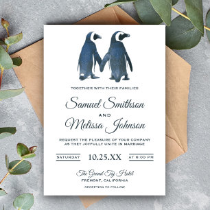Süße romantische Pinguin-Hochzeitseinladung für Pa Einladung