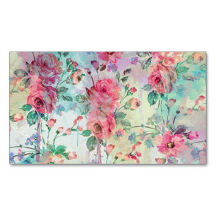 Süße romantische Rosen Blumenmalerei Aquarelle Magnetische Visitenkarte