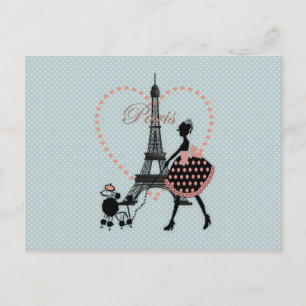 Süße romantische Vintage-Mädchen-Silhouette beim G Postkarte