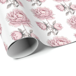 Süße romantische Vintage-Pinsel-Pfingstrose-Blume Geschenkpapier