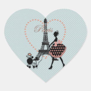 Süße romantische Vintage-Silhouette eines Mädchens Herz-Aufkleber