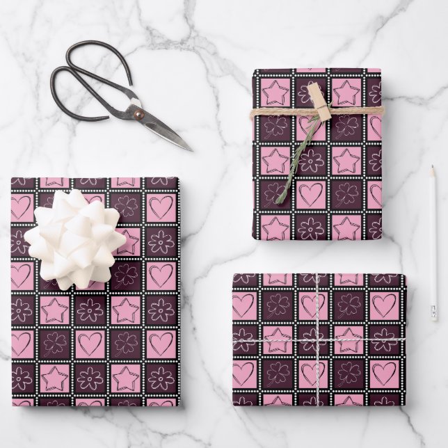 Süße Romanze Geschenkpapier Set (Vorderseite)