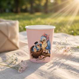 Süße rosa Abschieds Vogel-Papier-Tasse Pappbecher