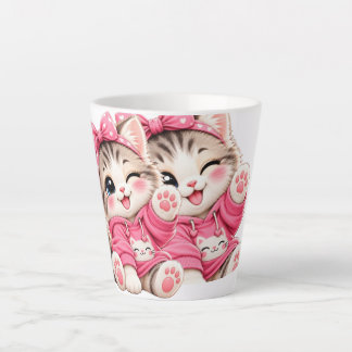 Süße rosa Anime-Kätzchen Keramik-Kaffeetasse - Lie Milchtasse