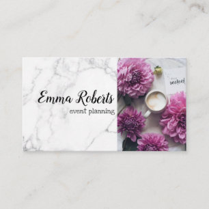 Süße rosa Aquarell-Pfingstrosen Blumen-Monogramm Visitenkarte