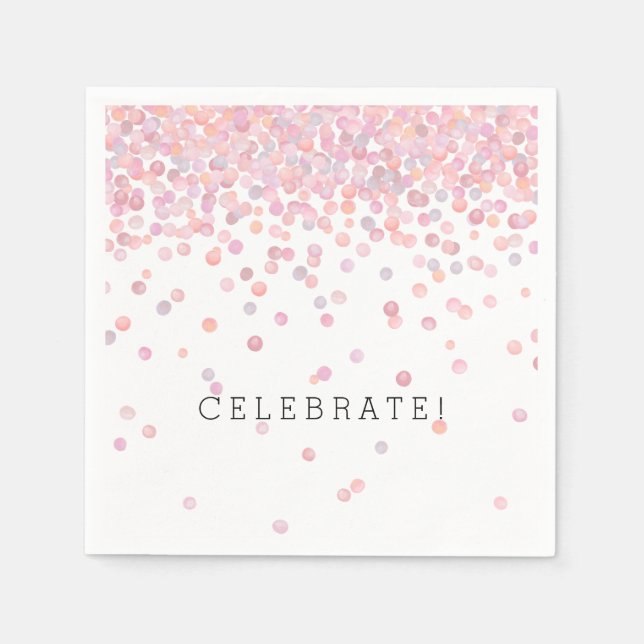 Süße rosa Aquarellconfetti-Punkte Serviette (Vorderseite)