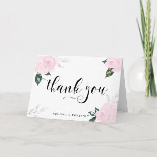 Süße rosa Aquarellrosen Hochzeit Danke