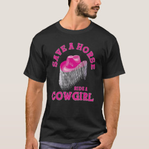 Süße rosa ästhetische südliche Cowgirl-Country-Mus T-Shirt