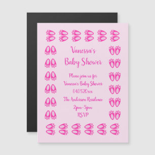 Süße rosa Baby-Mädchen-Hasenfüße Oster-Baby-Party Magneteinladung