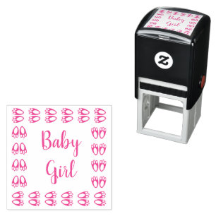 Süße rosa Baby-Mädchen-Hasenfüße Ostern Custom Permastempel