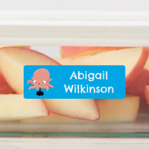 Süße rosa Baby-Oktopus-Cartoon personalisiert Etiketten