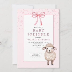 Süße rosa Baby-Sprinkle mit Schleife und süßem Lam Einladung