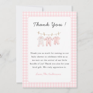 Süße rosa Babykleidung Baby Mädchen  Dankeskarte