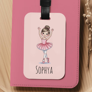 Süße rosa Ballerina Mädchen Kids Gepäckanhänger