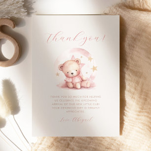 Süße rosa Bär Mädchen Baby Shower Dankeskarten Einladung