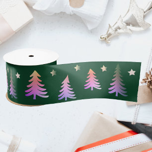 Süße rosa Bäume grüner Winter Weihnachten Satinband