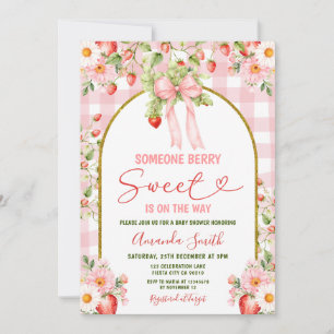 Süße rosa Beere Baby ist auf dem Weg Baby Shower Einladung