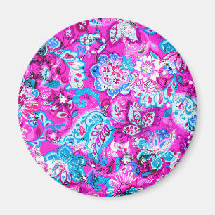 Süße rosa blaue Blumenmuster Magnet