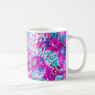Süße rosa blaue Blumenmuster Tasse