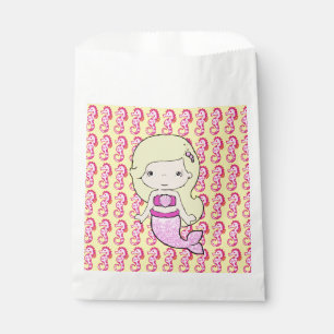 Süße rosa blonde Meerjungfrau & Seepferdchen Goodi Geschenktütchen