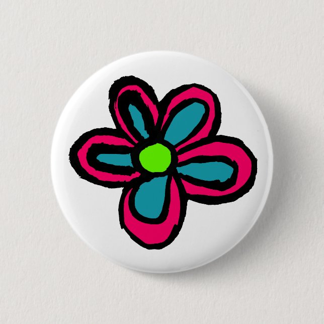 Süße rosa Blume Button (Vorderseite)